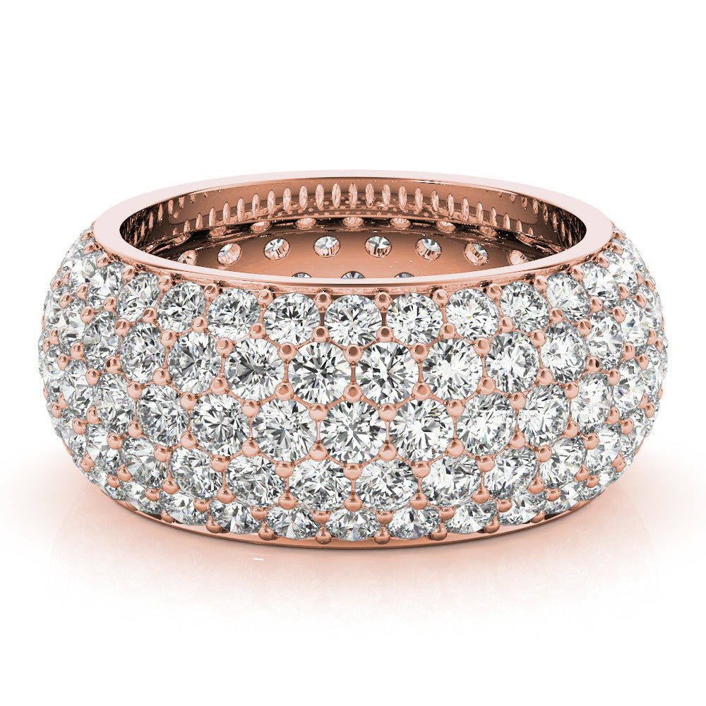 Rose gold Pavé Round Diamond Wide Band with Micro-Prong Setting 1