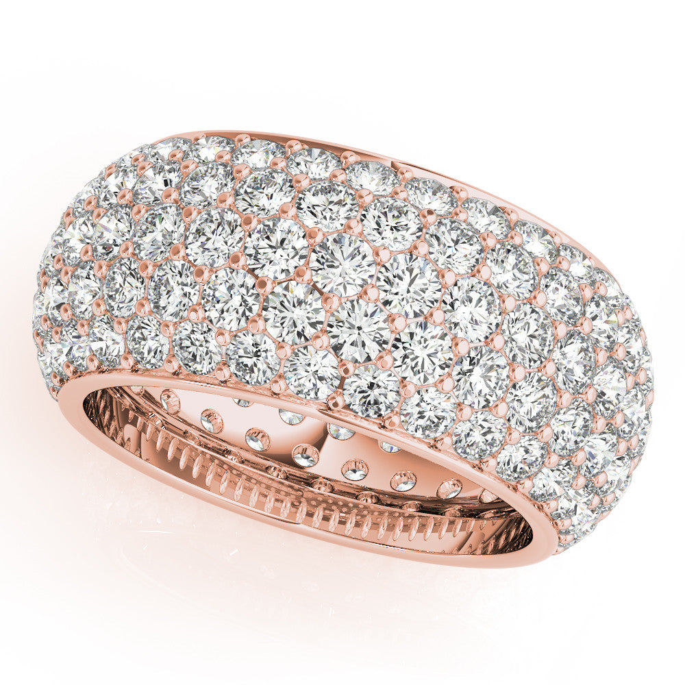 Rose gold Pavé Round Diamond Wide Band with Micro-Prong Setting