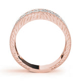 Rose gold Pavé Round Diamond Wide Band with Milgrain Edge 1