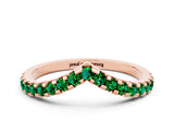 Rose gold Pavé Round Emerald Chevron Band with Shared Prong Setting_6