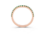 Rose gold Pavé Round Emerald Chevron Band with Shared Prong Setting_9