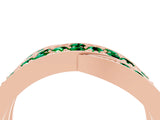 Rose gold Pavé Round Emerald Crossover Band with Bead Prong Setting_10