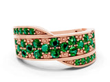 Rose gold Pavé Round Emerald Crossover Band with Bead Prong Setting_6