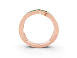 Rose gold Pavé Round Emerald Crossover Band with Bead Prong Setting_9