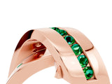 Rose gold Pavé Round Emerald Crossover Band with Channel Setting_10