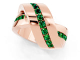 Rose gold Pavé Round Emerald Crossover Band with Channel Setting_7