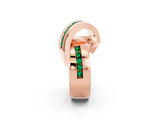 Rose gold Pavé Round Emerald Crossover Band with Channel Setting_8