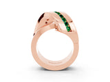 Rose gold Pavé Round Emerald Crossover Band with Channel Setting_9