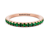 Rose gold Pavé Round Emerald Half Eternity Band with Shared Prong Setting_6