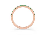 Rose gold Pavé Round Emerald Half Eternity Band with Shared Prong Setting_9