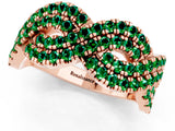 Rose gold Pavé Round Emerald Infinity Twist Band with Shared Prong Setting_7