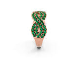 Rose gold Pavé Round Emerald Infinity Twist Band with Shared Prong Setting_8