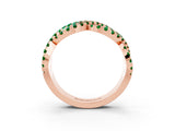 Rose gold Pavé Round Emerald Infinity Twist Band with Shared Prong Setting_9