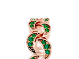 Rose gold Pavé Round Emerald Interlocking Eternity Band with Bezel Prong Setting_11