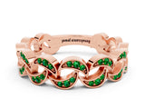 Rose gold Pavé Round Emerald Interlocking Eternity Band with Bezel Prong Setting_6