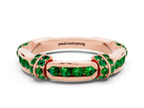 Rose gold Pavé Round Emerald Link Band with Bezel Setting_30
