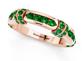 Rose gold Pavé Round Emerald Link Band with Bezel Setting_31