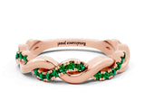 Rose gold Pavé Round Emerald Twist Eternity Band with Shared Prong Setting_18