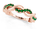 Rose gold Pavé Round Emerald Twist Eternity Band with Shared Prong Setting_19