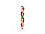 Rose gold Pavé Round Emerald Twist Eternity Band with Shared Prong Setting_20