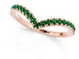 Rose gold Pavé Round Emerald V-Shaped Chevron Band with Shared Prong Setting_7