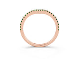 Rose gold Pavé Round Emerald V-Shaped Chevron Band with Shared Prong Setting_9