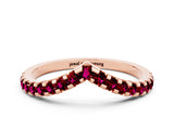 Rose gold Pavé Round Garnet Chevron Band with Shared Prong Setting_6