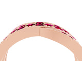 Rose gold Pavé Round Garnet Crossover Band with Bead Prong Setting_10