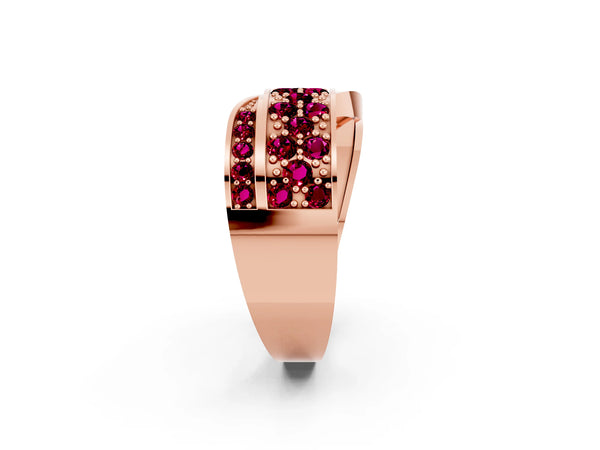 Rose gold Pavé Round Garnet Crossover Band with Bead Prong Setting