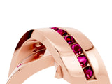 Rose gold Pavé Round Garnet Crossover Band with Channel Setting_10