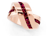 Rose gold Pavé Round Garnet Crossover Band with Channel Setting_7