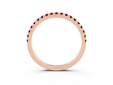 Rose gold Pavé Round Garnet Half Eternity Band with Shared Prong Setting_9