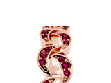 Rose gold Pavé Round Garnet Interlocking Eternity Band with Bezel Prong Setting_11