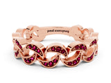 Rose gold Pavé Round Garnet Interlocking Eternity Band with Bezel Prong Setting_6