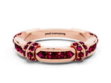 Rose gold Pavé Round Garnet Link Band with Bezel Setting_30