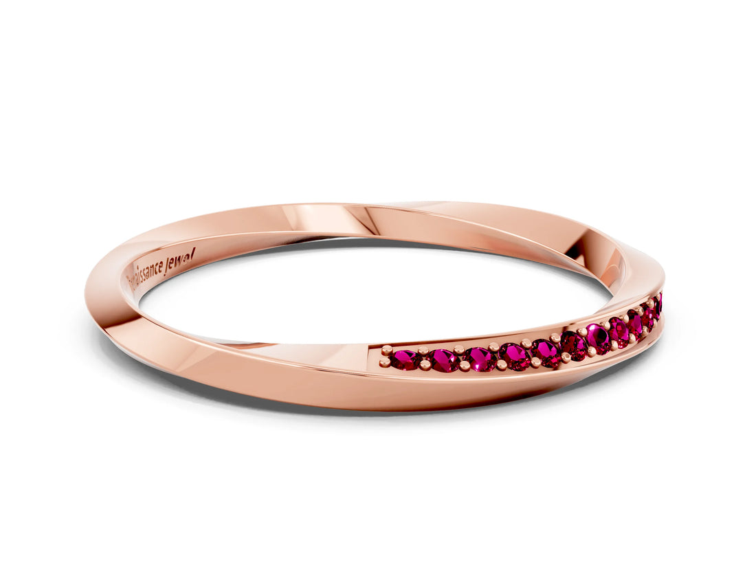 Rose gold Pavé Round Garnet Twist Band_6