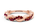 Rose gold Pavé Round Garnet Twist Eternity Band with Shared Prong Setting_30