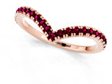 Rose gold Pavé Round Garnet V-Shaped Chevron Band with Shared Prong Setting_7