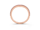 Rose gold Pavé Round Garnet V-Shaped Chevron Band with Shared Prong Setting_9