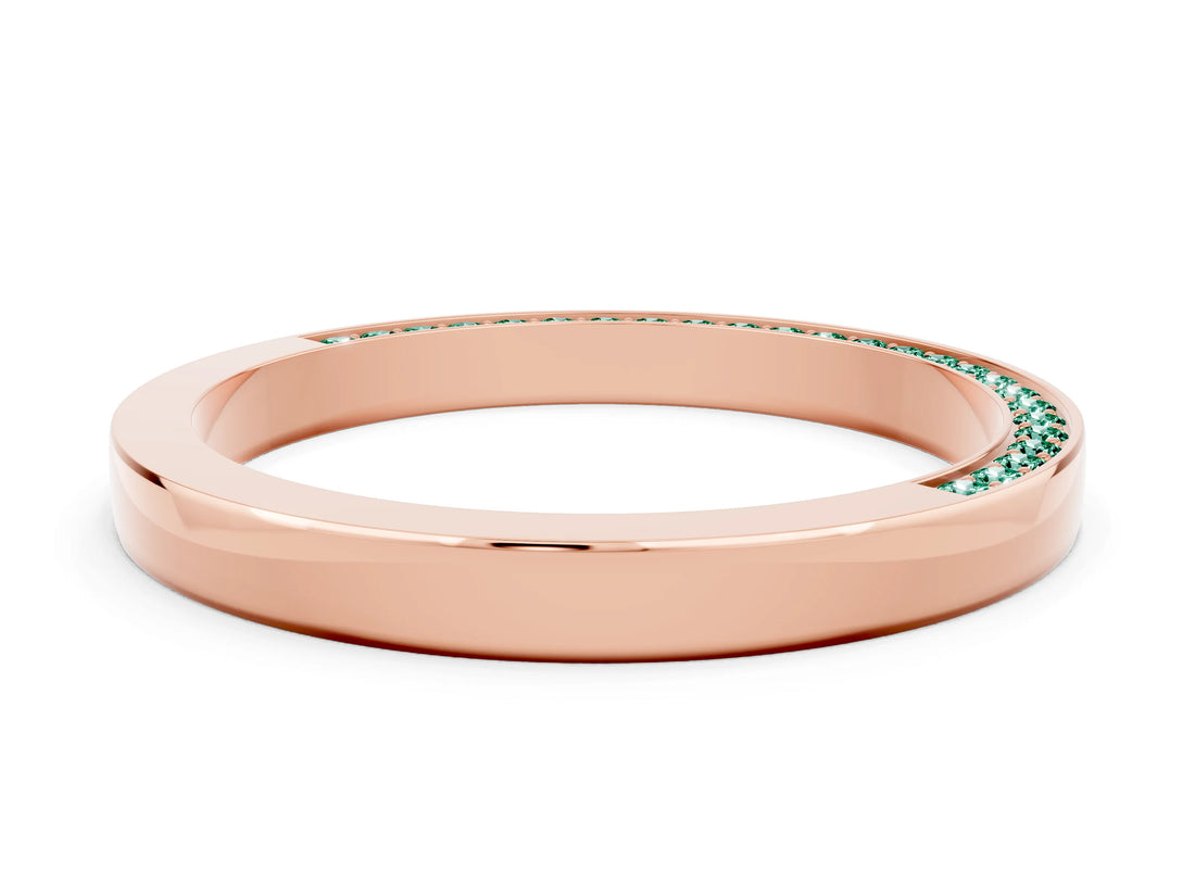 Rose gold Pavé Round Green Sapphire Channel Set Band_18