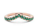 Rose gold Pavé Round Green Sapphire Chevron Band with Shared Prong Setting_6