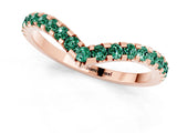 Rose gold Pavé Round Green Sapphire Chevron Band with Shared Prong Setting_7