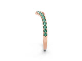 Rose gold Pavé Round Green Sapphire Chevron Band with Shared Prong Setting_8