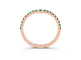Rose gold Pavé Round Green Sapphire Chevron Band with Shared Prong Setting_9