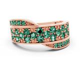 Rose gold Pavé Round Green Sapphire Crossover Band with Bead Prong Setting_6