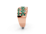 Rose gold Pavé Round Green Sapphire Crossover Band with Bead Prong Setting_8