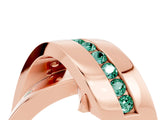 Rose gold Pavé Round Green Sapphire Crossover Band with Channel Setting_10