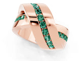 Rose gold Pavé Round Green Sapphire Crossover Band with Channel Setting_7