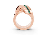 Rose gold Pavé Round Green Sapphire Crossover Band with Channel Setting_9