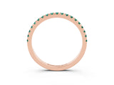 Rose gold Pavé Round Green Sapphire Half Eternity Band with Shared Prong Setting_9